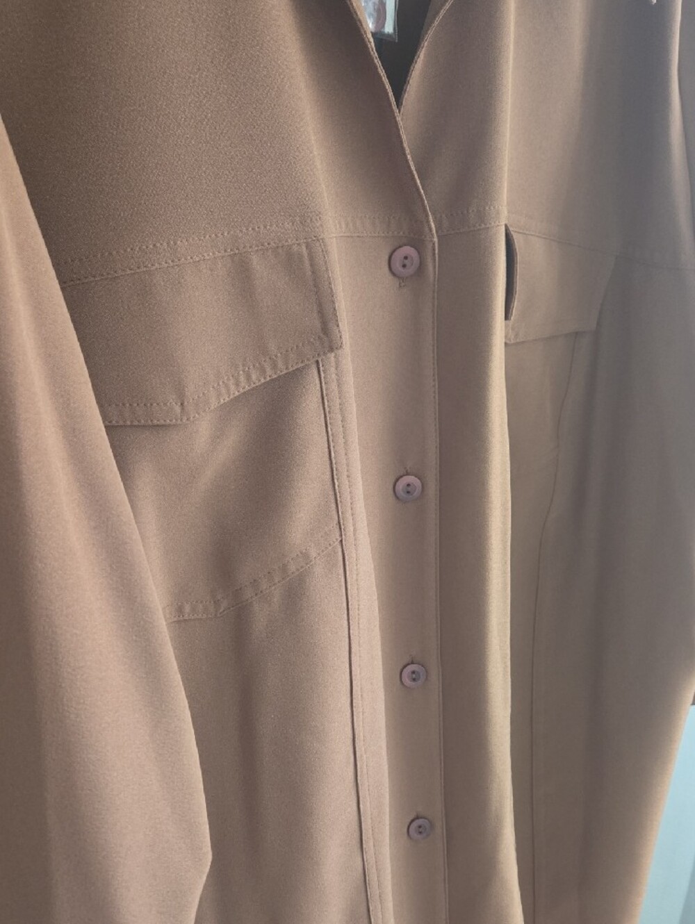 Maggie Barnes Caramel Brown Collared Button Shirt - Picture 10 of 14